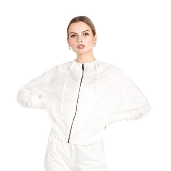 Dance & Marvel Jackets & Blazers - Dance & Marvel Wind Breaker Jacket Zipper Pockets Hood White Women's Sz L‎